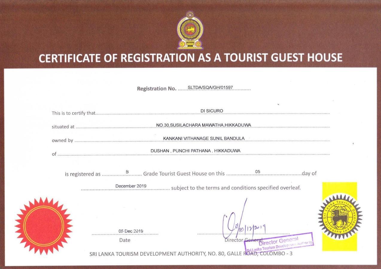 Di Sicuro Tourist Inn Hikkaduwa Eksteriør billede